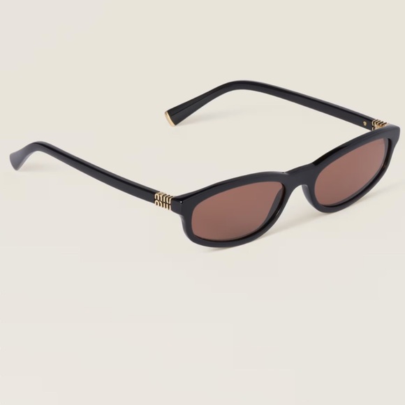 Miu Miu Black Frame Sunglasses with Brown Lenses main image 8